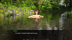 3D pornospil: Jhons erotiske eventyr med Audrey og Lizzie ved floden